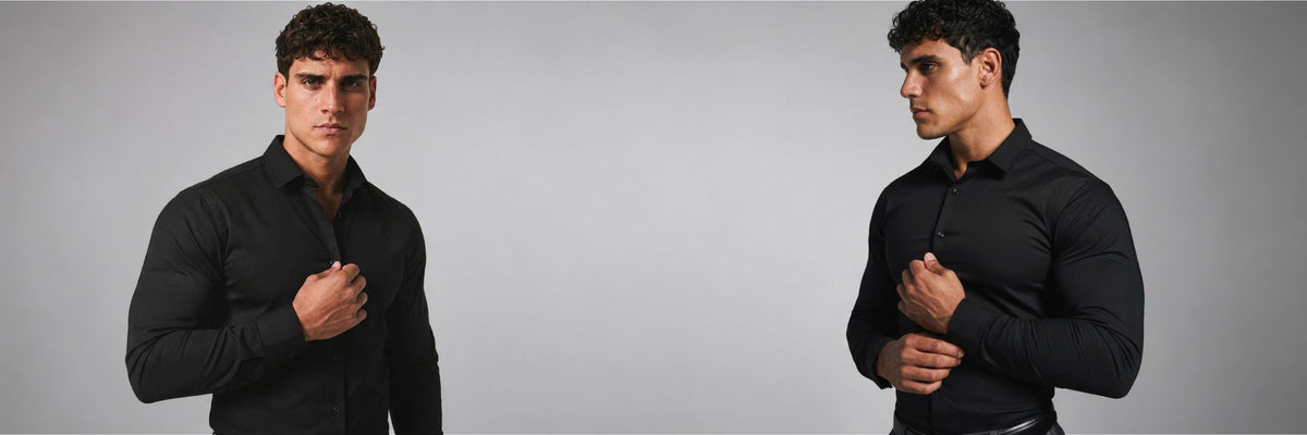 Man in a black ONÉRO dress shirt